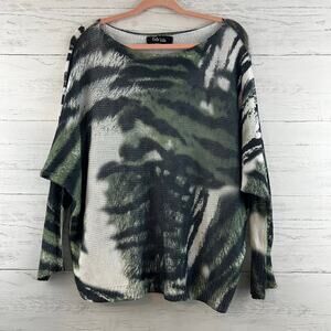 Fab’rik Green Abstract Long Sleeve Loose Knit Sweater Size M